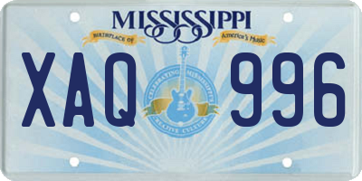 MS license plate XAQ996