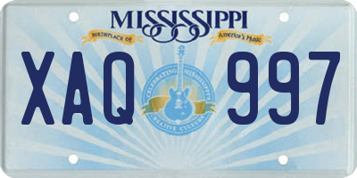 MS license plate XAQ997