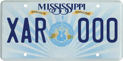 MS license plate XAR000