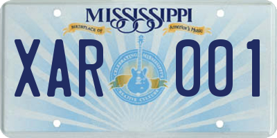 MS license plate XAR001