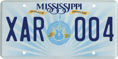 MS license plate XAR004