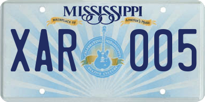 MS license plate XAR005