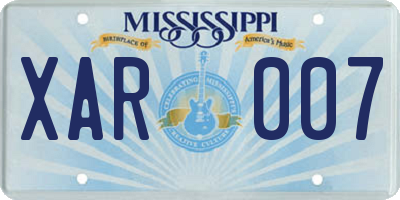 MS license plate XAR007