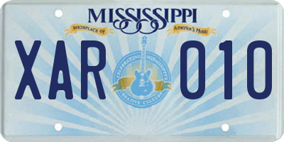 MS license plate XAR010