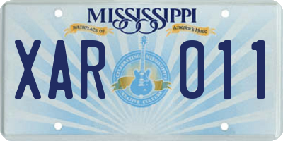 MS license plate XAR011