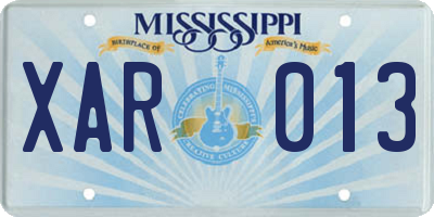 MS license plate XAR013