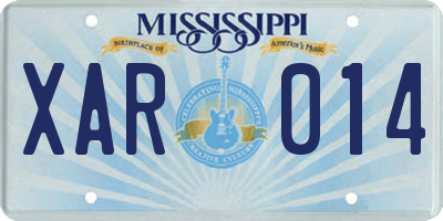 MS license plate XAR014