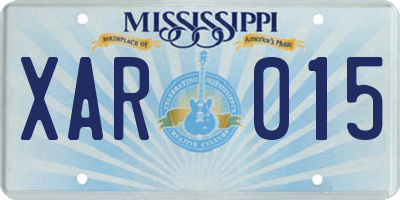 MS license plate XAR015