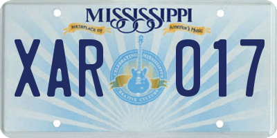 MS license plate XAR017