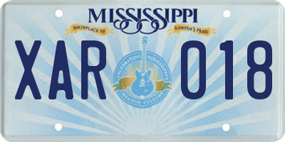 MS license plate XAR018