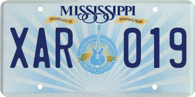 MS license plate XAR019