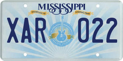 MS license plate XAR022
