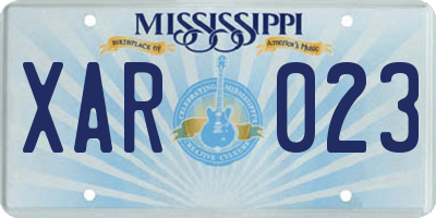 MS license plate XAR023