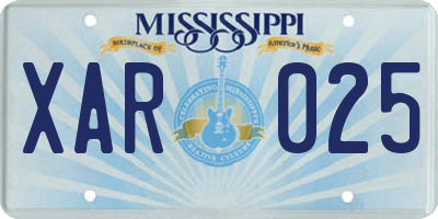 MS license plate XAR025