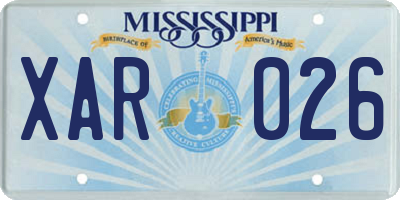 MS license plate XAR026