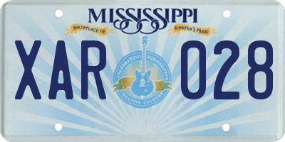 MS license plate XAR028