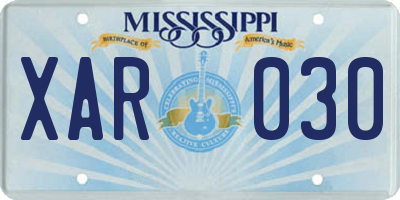 MS license plate XAR030
