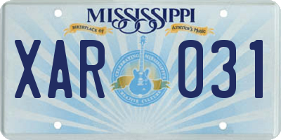 MS license plate XAR031