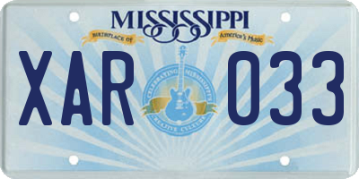 MS license plate XAR033