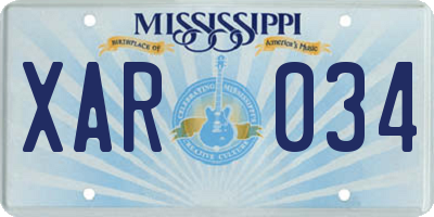 MS license plate XAR034