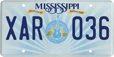MS license plate XAR036