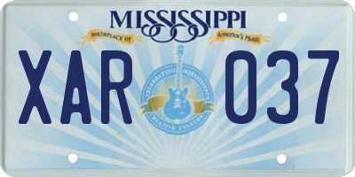 MS license plate XAR037