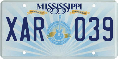 MS license plate XAR039