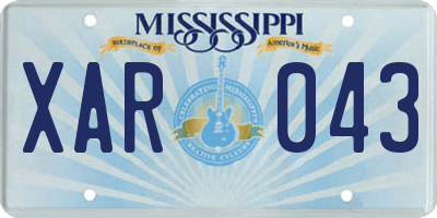 MS license plate XAR043