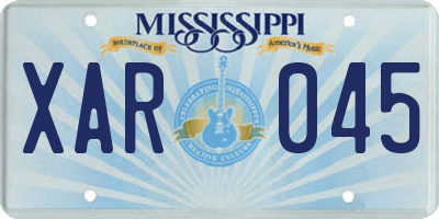 MS license plate XAR045