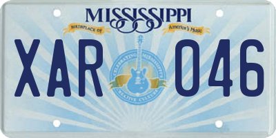 MS license plate XAR046