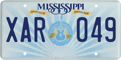 MS license plate XAR049