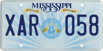 MS license plate XAR058