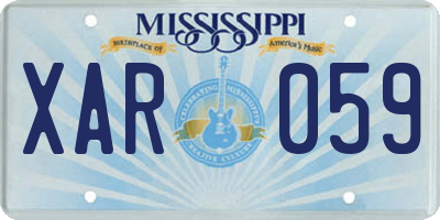 MS license plate XAR059