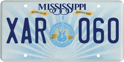 MS license plate XAR060