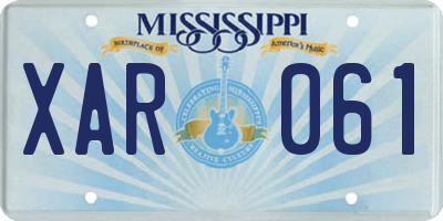 MS license plate XAR061