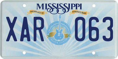MS license plate XAR063