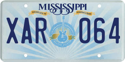 MS license plate XAR064