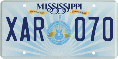 MS license plate XAR070