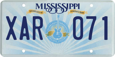 MS license plate XAR071