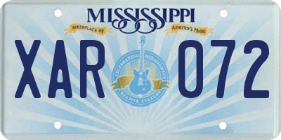 MS license plate XAR072
