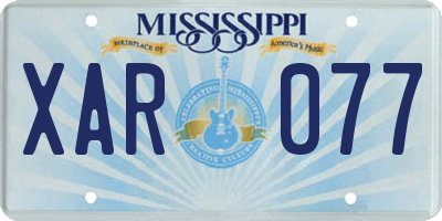 MS license plate XAR077