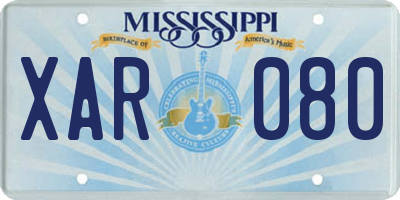 MS license plate XAR080