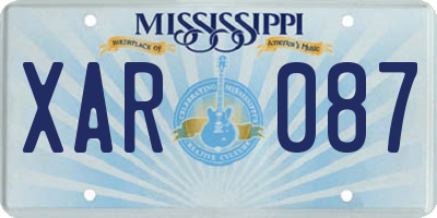 MS license plate XAR087