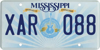 MS license plate XAR088