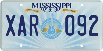 MS license plate XAR092