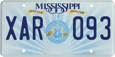 MS license plate XAR093