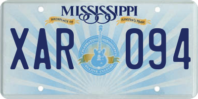 MS license plate XAR094