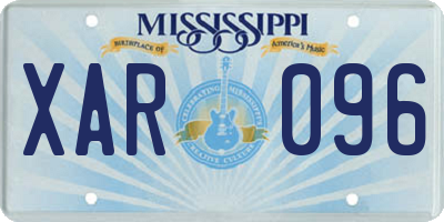 MS license plate XAR096