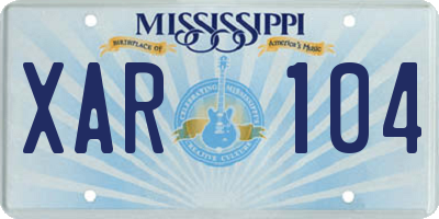 MS license plate XAR104