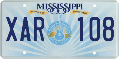 MS license plate XAR108